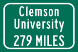 Clemson Custom College Highway Distance Sign /Clemson Tigers sign/ Clemson Distance sign/ Clemson Wall art/ Clemson Tigers wall art