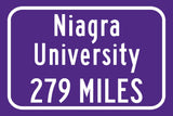 Niagara University / Custom College Highway Distance Sign / Niagara Purple Eagles / Niagra New York /
