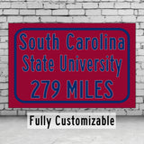 South Carolina State University / Custom College Highway Distance Sign / South Carolina State Bulldogs / Orangeburg South Carolina /