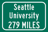 Seattle University / Custom College Highway Distance Sign / Seattle Washington / Seattle Redhawks