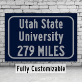 Utah State University / Custom College Highway Distance Sign / Utah State Aggies / Logan Utah /