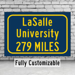 La Salle University / Custom College Highway Distance Sign / La Salle University /La Salle University Explorers/ Philadelphia /