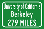 University of California / Custom College Highway Distance Sign / Berkley California / California Golden Bears