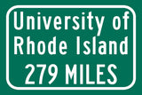 University of Rhode Island / Custom College Highway Distance Sign / University of Rhode Island /University of Rhode Island Rams/