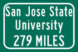 San José State University / Custom College Highway Distance Sign / San José State Spartans / San Jose California /