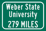 Weber State University / Custom College Highway Distance Sign / Weber State University / Weber State Wildcats / Ogden Utah