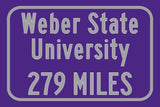 Weber State University / Custom College Highway Distance Sign / Weber State University / Weber State Wildcats / Ogden Utah