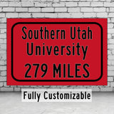 Southern Utah University / Custom College Highway Distance Sign /Southern Utah University  / Southern Utah University Cedar City Utah /
