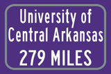 University of Central Arkansas/ Custom College Highway Distance Sign / Central Arkansas Bears / Conway Arkansas