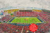 Canvas-Print of Ole Miss Rebels, Vaught Hemingway Stadium , Watercolor Digital Sketch Print Canvas Print, University of Mississippi