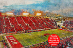 Canvas-Print of Utah Utes, Rice-Eccles Stadium,  Watercolor Digital Sketch Print Canvas Print, Salt Lake City Utah, University of Utah