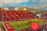 Canvas-Print of Utah Utes, Rice-Eccles Stadium,  Watercolor Digital Sketch Print Canvas Print, Salt Lake City Utah, University of Utah