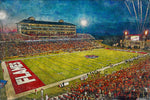 Canvas-Print of Liberty Flames, Williams Stadium , Watercolor Digital Sketch Print Canvas Print, Lynchburg Virginia, Liberty University