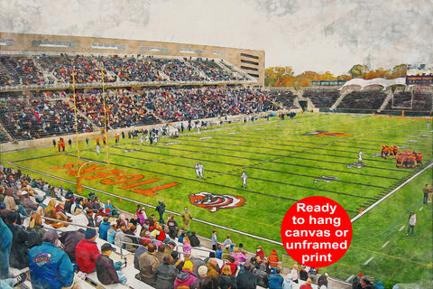 Princeton Tigers, Princeton Stadium , Watercolor Digital Sketch Print Canvas Print,  Princeton New Jersey, Princeton university
