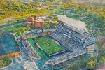 Canvas-Print of James Madison Dukes,  Bridgeforth Stadium, Watercolor Digital Sketch Print Canvas Print, JMU football. Harrisonburg Virginia