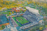 Canvas-Print of James Madison Dukes,  Bridgeforth Stadium, Watercolor Digital Sketch Print Canvas Print, JMU football. Harrisonburg Virginia