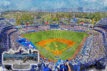 Canvas-Print of Dodger Stadium Artwork, Dodger Stadium watercolor sketch, Los Angeles Dodgers, Los Angeles Dodgers Collage,, Pro