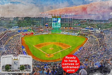 Canvas-Print of Kauffman Stadium in Kansas City Missouri / Kansas City Royals / Kansas City Missouri, Pro