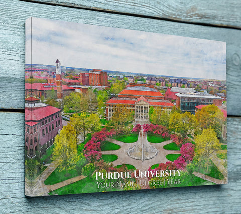 Purdue University Watercolor Canvas Graduation gift