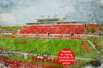 Illinois State Redbirds,  Hancock Stadium , Watercolor Digital Sketch Print Canvas Print, Illinois State University, Normal, Illinois