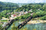 Harpers Ferry watercolor,  Harpers Ferry  Canvas, Harpers Ferry WV Canvas Wall Art, Harpers Ferry watercolor    Civil War wall art,