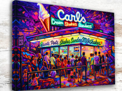 Carl’s Ice Cream Neon Night Wall Art – Fredericksburg VA Nostalgic Restaurant