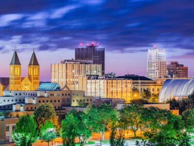 Akron Ohio Evening Skyline