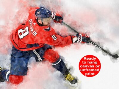 Print of Alex Ovechkin playing for the Washington Capitals