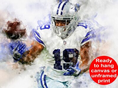Watercolor print of Amari Cooper with the Dallas Cowboys