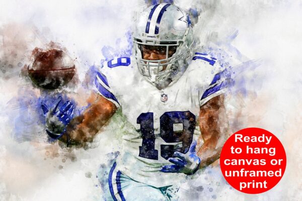 Watercolor print of Amari Cooper with the Dallas Cowboys