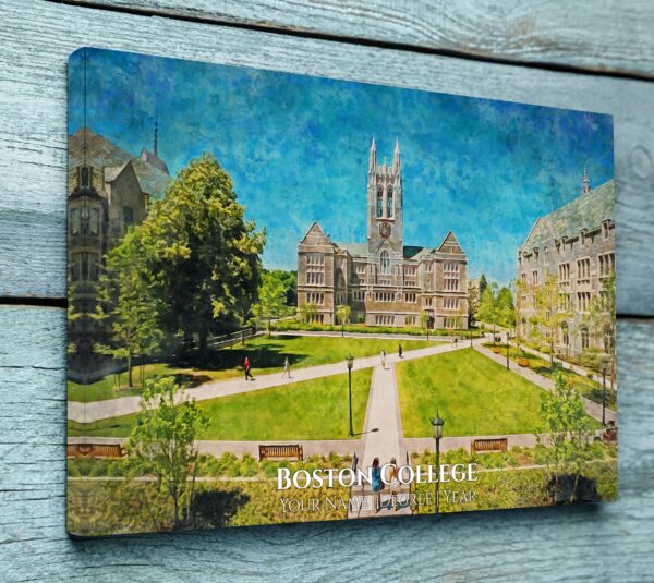Boston College watercolor print of its beautiful campus located in Chestnut Hill known as a little Ivy