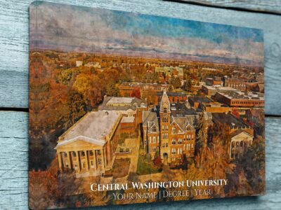 Central Washington University watercolor canvas fine art prints. Graduation gift, Central Washington University , College wall art,