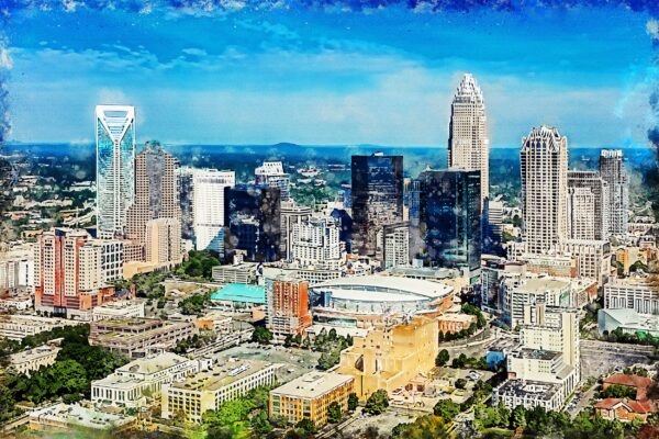 Charlotte watercolor canvas, Charlotte Canvas, Charlotte watercolor skyline, Charlotte Wall canvas, watercolor canvas Charlotte art,Charlott