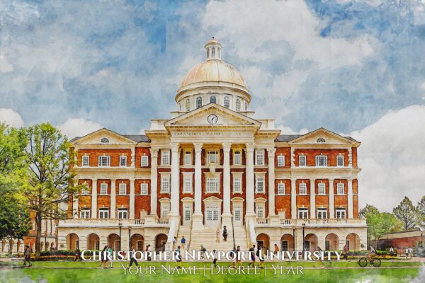Christopher Newport University canvas watercolor, Graduation gift, Christopher Newport University Print, College wall art - Image 2