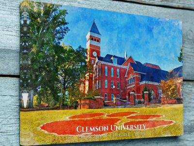 CLEMSON UNIVERSITY CAMPUS CANVAS PRINT HANGING ON WALL