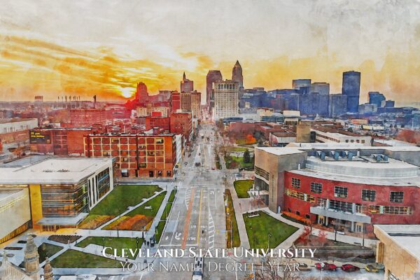 Cleveland State University canvas watercolor. Graduation gift, Cleveland State University , - Image 2