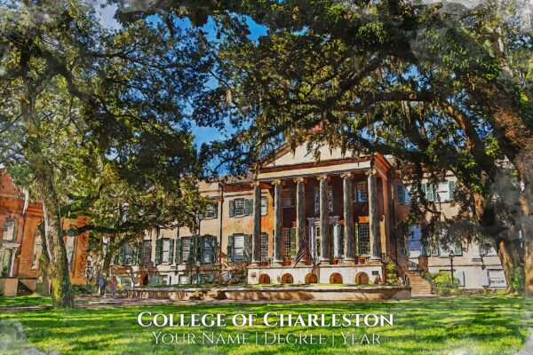 College of Charleston watercolor canvas graduation gift, College of Charleston , - Image 2