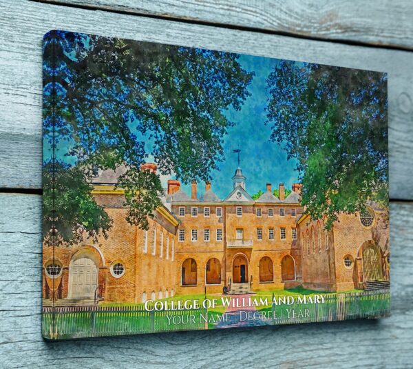 UNIVERSITY OF WILLIAM AND MARY CAMPUS CANVAS PRINT HANGING ON WALL
