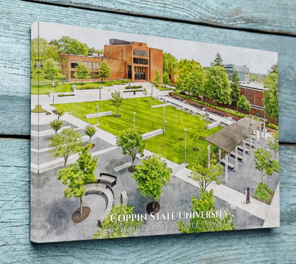 UNIVERSITY OF COPPIN STATE CAMPUS CANVAS PRINT HANGING ON WALL