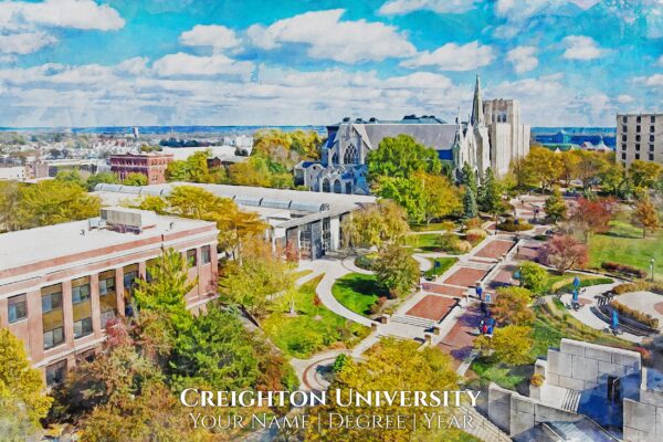 Creighton University watercolor. Graduation gift, Creighton University , College wall art,  College WC - Image 2