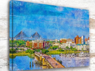 Charleston print of city skyline with Ravenel bridge