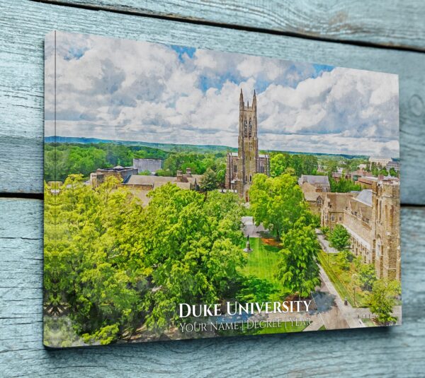 DUKE UNIVERSITY CAMPUS CANVAS PRINT HANGING ON WALL