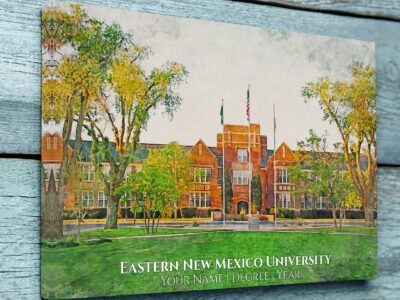 UNIVERSITY OF EASTERN NEW MEXICO CAMPUS CANVAS PRINT HANGING ON WALL