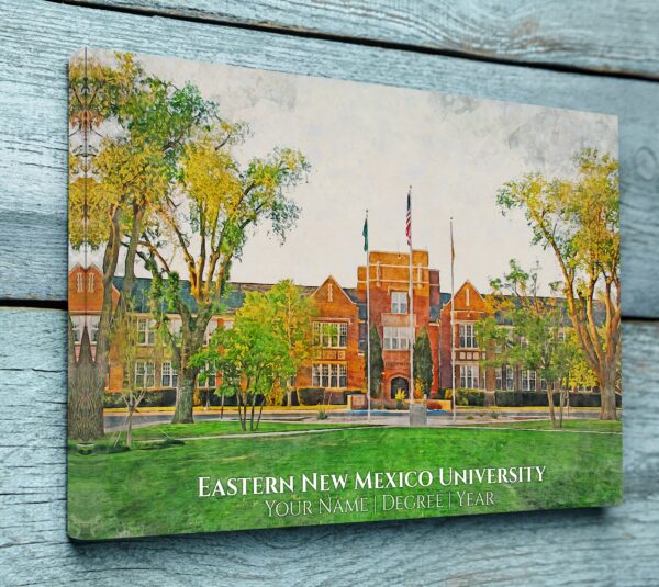 UNIVERSITY OF EASTERN NEW MEXICO CAMPUS CANVAS PRINT HANGING ON WALL