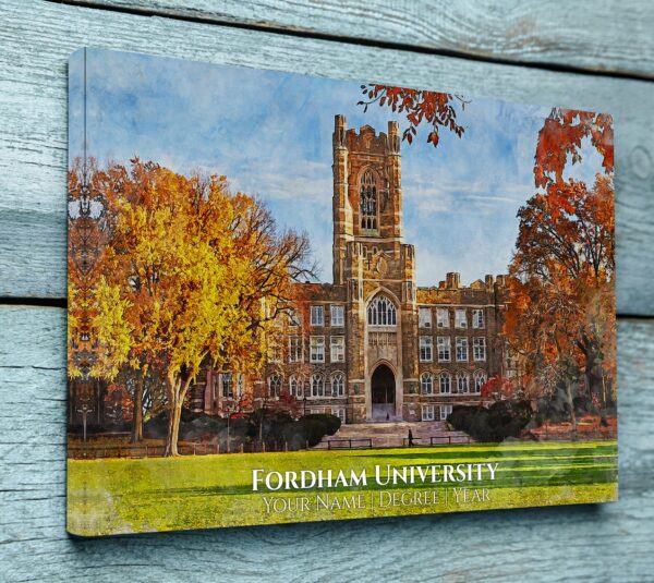 FORDHAM UNIVERSITY CAMPUS CANVAS PRINT HANGING ON WALL