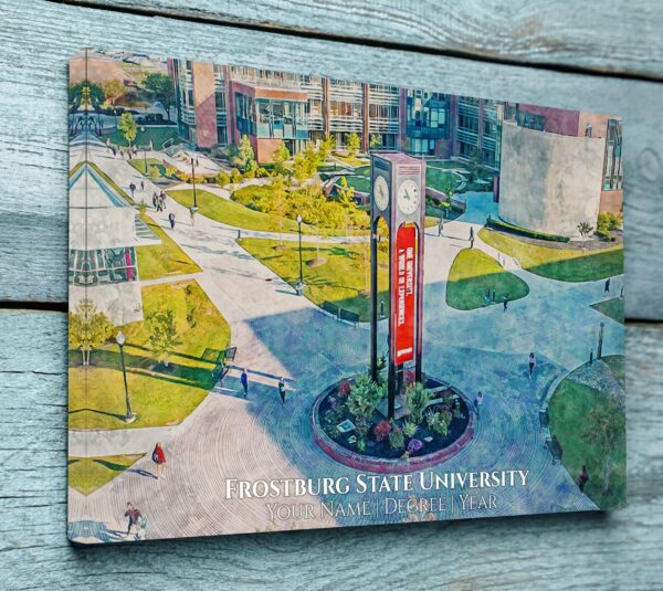 UNIVERSITY OF FROSTBURG STATE CAMPUS CANVAS PRINT HANGING ON WALL