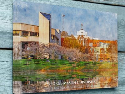 UNIVERSITY OF GEORGE MASON CAMPUS CANVAS PRINT HANGING ON WALL