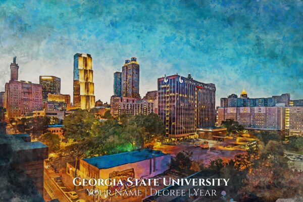 Georgia State University watercolor. Graduation gift, Georgia State University, College wall art,  College WC - Image 2