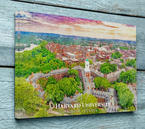HARVARD CAMPUS CANVAS PRINT HANGING ON WALL