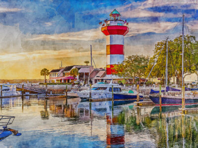 Hilton Head SC watercolor, Hilton Head Lighthouse Canvas, South Carolina watercolor canvas, Hilton head wall art, Hilton Head print